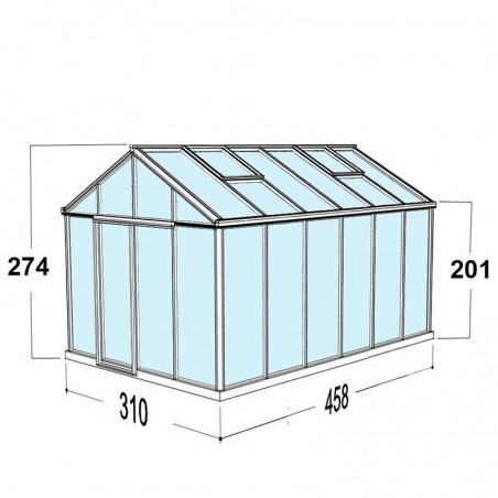 Helios Master kas afmetingen 14,20m² Janssens natuurlijk aluminium en gehard glas met sokkel