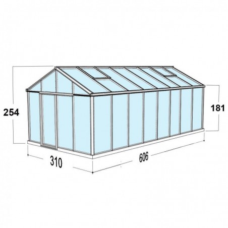 Helios Senior Kas afmetingen 18,80m² Janssens natuurlijk aluminium en gehard glas met sokkel