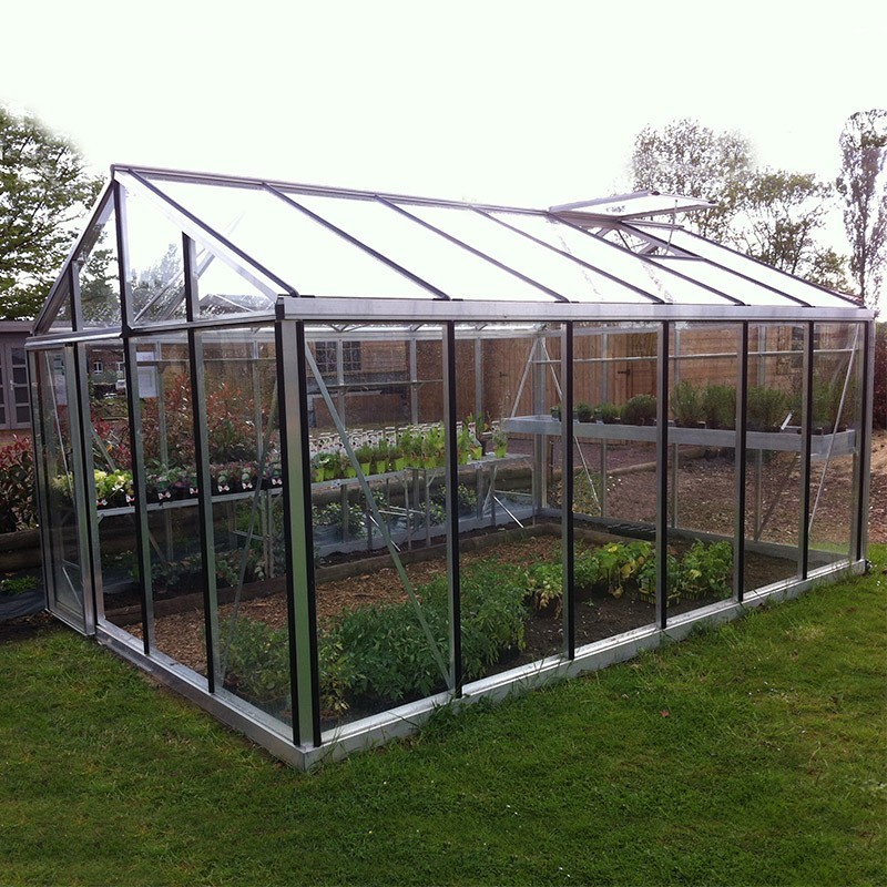 Janssens Helios Seniorenkas 18,80m² natuurlijk aluminium en gehard glas met sokkel