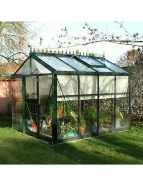 Janssens Helios Master 7,30m² kas in gelakt aluminium en gehard glas met sokkel