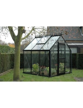 Janssens Eos Junior kas, zwart gelakt aluminium met gehard glazen voet