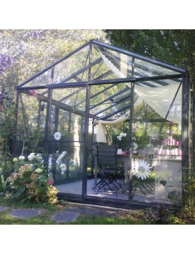 Janssens Helios Seniorenkas 14,20m² gelakt aluminium en gehard glas met sokkel