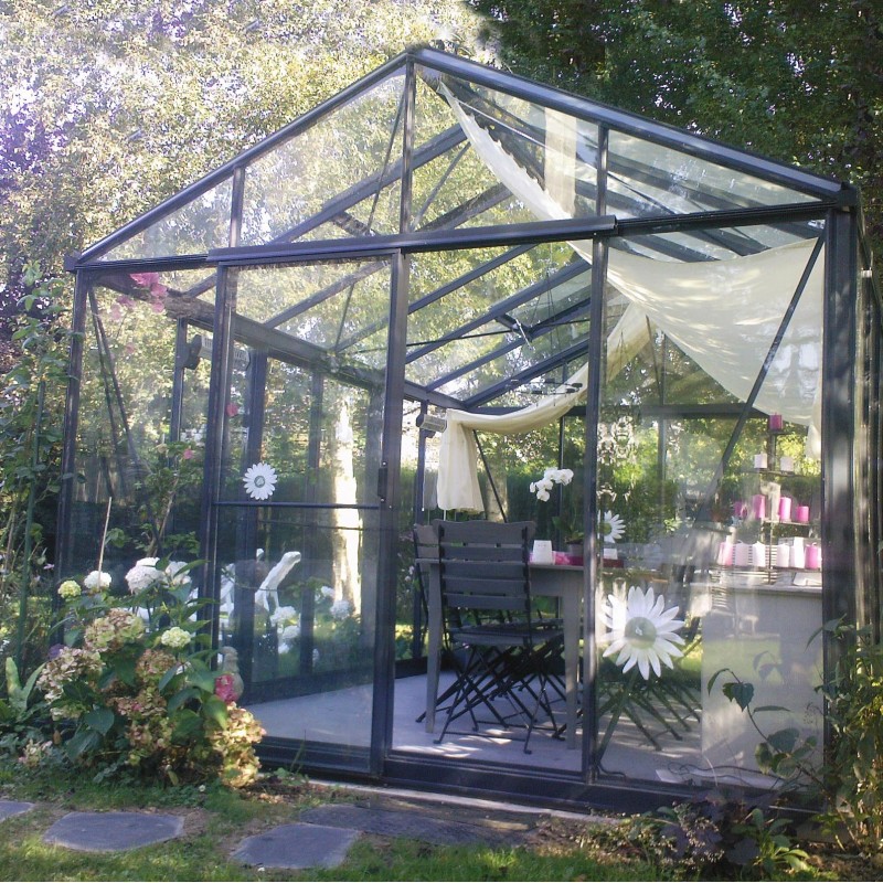 Janssens Helios Seniorenkas 14,20m² gelakt aluminium en gehard glas met sokkel