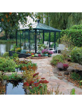 Janssens Paviljoen Kas 9,60m² gelakt aluminium en gehard glas met sokkel