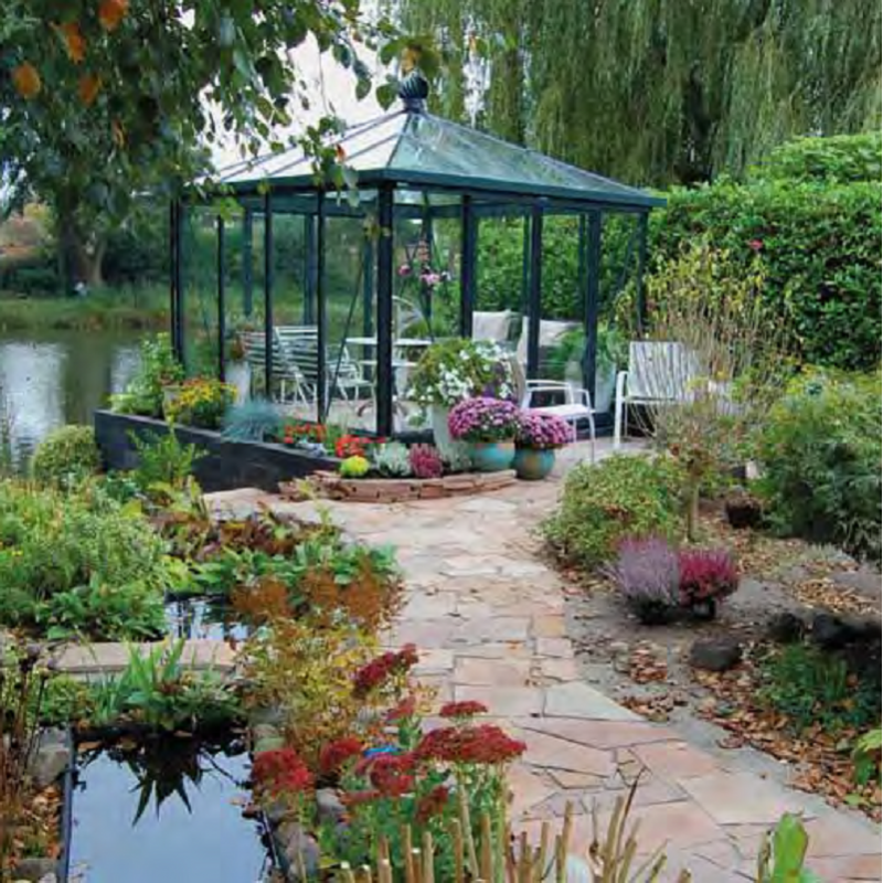 Janssens Paviljoen Kas 9,60m² gelakt aluminium en gehard glas met sokkel