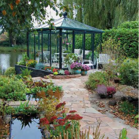 Janssens Paviljoen Kas 14,50m² gelakt aluminium en gehard glas met sokkel