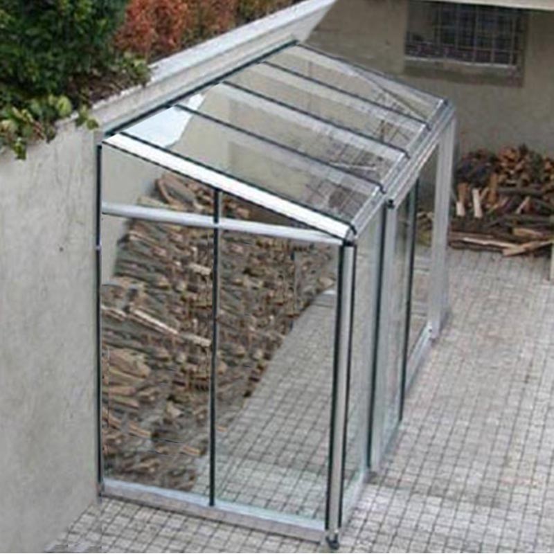 Arcadia Hobby Janssens aanbouwkas, 4,90m², natuurlijk aluminium en gehard glas met onderbouw