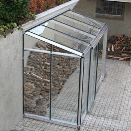 Arcadia Hobby Janssens aanbouwkas, 4,90m², natuurlijk aluminium en gehard glas met onderbouw