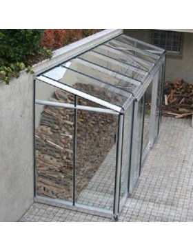 Arcadia Hobby 7,20m² Janssens aanbouwkas in natuurlijk aluminium en gehard glas met onderbouw