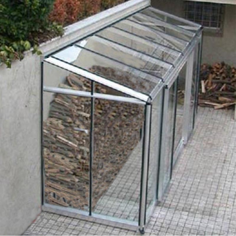 Arcadia Hobby 7,20m² Janssens aanbouwkas in natuurlijk aluminium en gehard glas met onderbouw