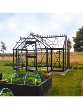 Janssens Eos Junior T 11,40m² kas in zwart gelakt aluminium en gehard glas met voet