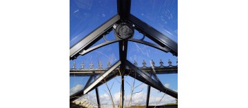 Janssens Eos Junior T 11,40m² binnenkas, zwart gelakt aluminium en gehard glas met voet