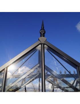 Janssens Eos Junior T 11,40m² kas in zwart gelakt aluminium en gehard glas met voet