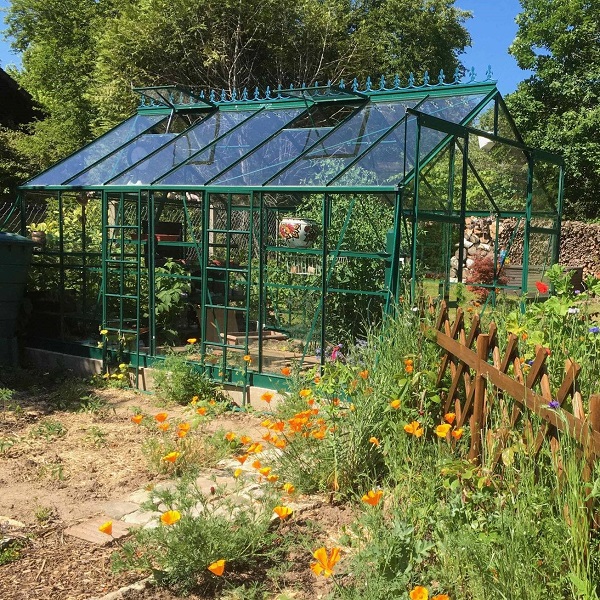 serre jade 10,40 m² verte aluminium et verre trempé ciel mon jardin   1