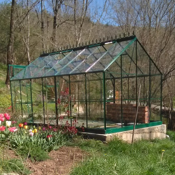 serre jade 10,40 m² verte aluminium et verre trempé ciel mon jardin   1