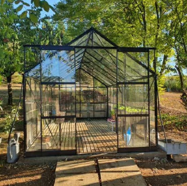 serre jade 11,80 m² noire aluminium et verre trempé ciel mon jardin