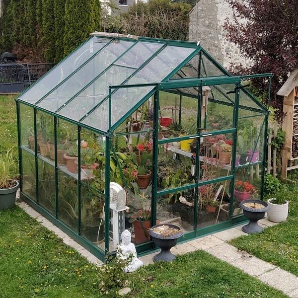 Serre Jade 6,00 m² verte en verre trempé Ciel mon jardin