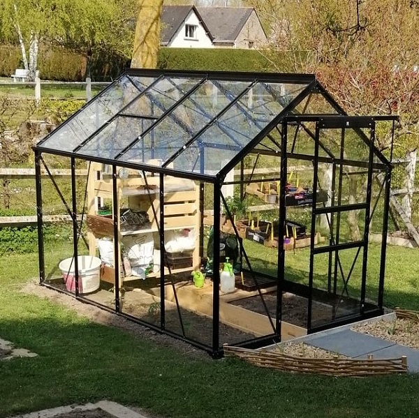 serre Opale 4,70 m² en aluminium laqué noir et verre  trempé Ciel mon jardin 8