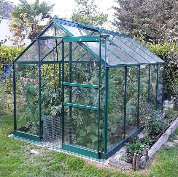 Serre Opale 5,80 m² verte en verre trempé Ciel mon jardin